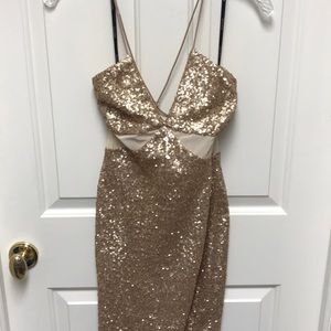ASOS Gold Sequined Formal Dress